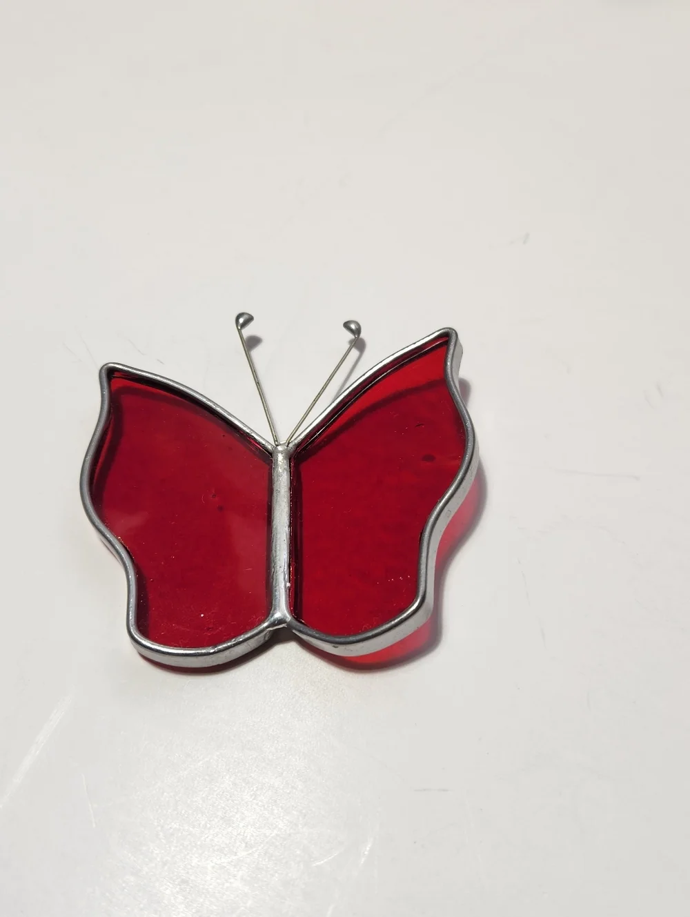 Yellow Blue and red Stained Glass Butterfly Pendant